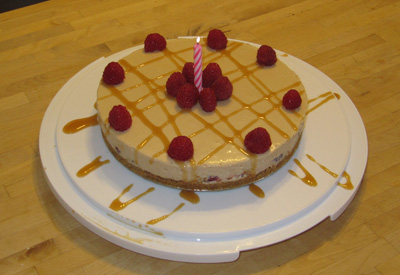 caramel raspberry cheesecake