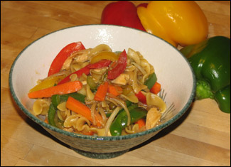 Chicken and mixed vegetable stir-fry with noodles