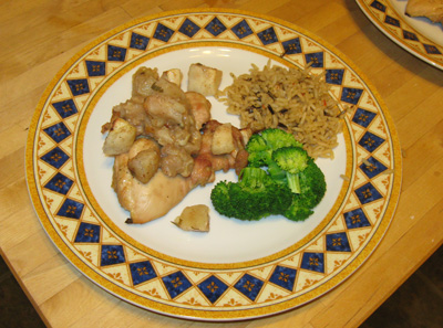 chicken thighs with roasted apples and garlic