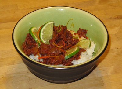 dry beef curry with peanut and lime